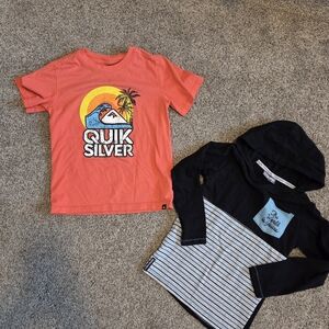 Quiksilver Sunset Graphic Tee and Striped Long Sleevw Shirt
